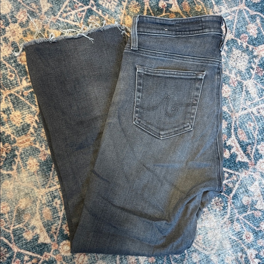 AG Adriano Farrah Boot Crop Aged Denim Jeans, Grey, Size 29